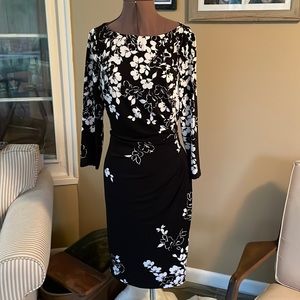 Chaps Long Sleeve Ruched Dress Sz M